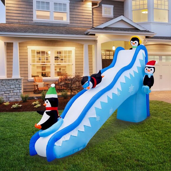 🆕6FT Christmas Inflatables Penguin Slide Blow Up Build-in LED Outdoor Decor - Picture 10 of 10